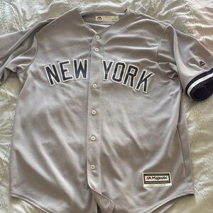 Majestic Grey New York Baseball Jersey with Navy Trim